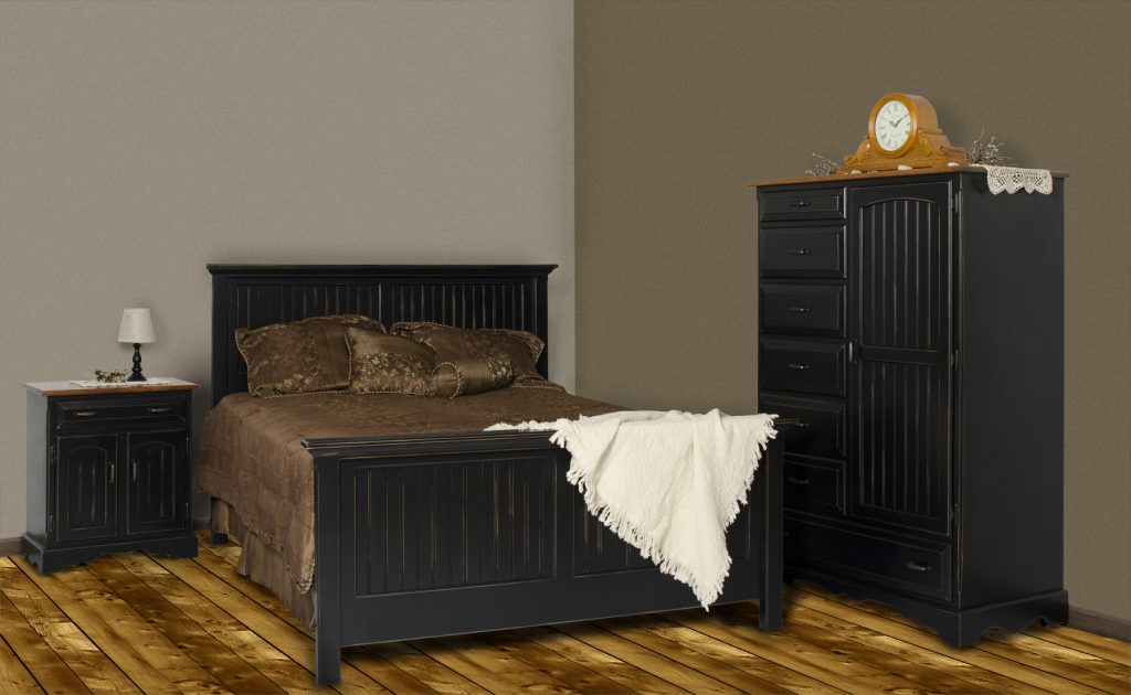 5 Piece Black Distressed Queen Bedroom Suite PA Haiti Auction